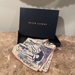 RALPH LAUREN Silk Scarf Woman in PARIS print with original  box – 36 inch